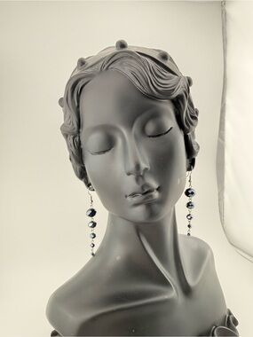 Handmade Navy Crystal Drop Earrings - Elegant Women Jewelry